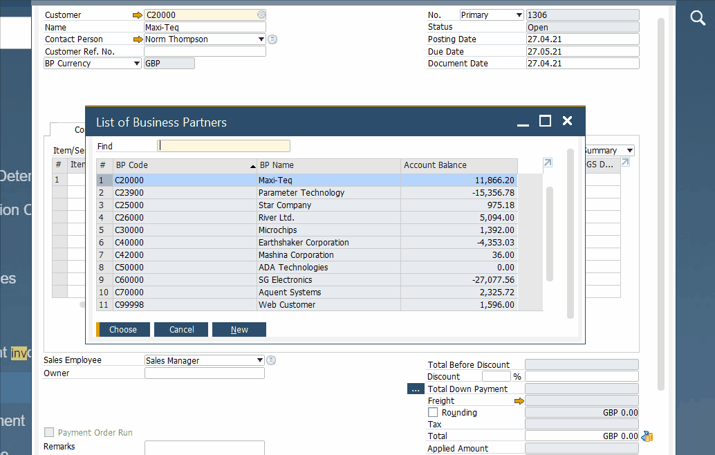 SAP B1 sales and A/R documents