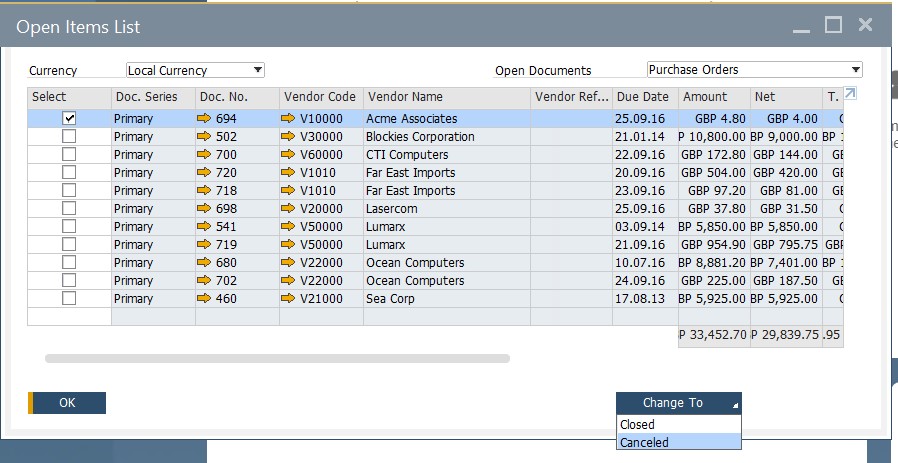 SAP B1 purchasing and A/P documents