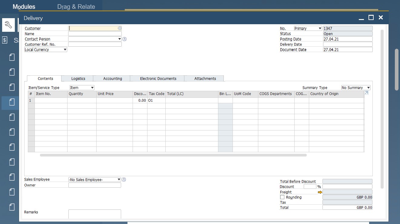 SAP B1 sales and A/R documents