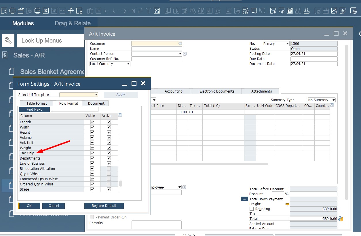 SAP B1 sales and A/R documents