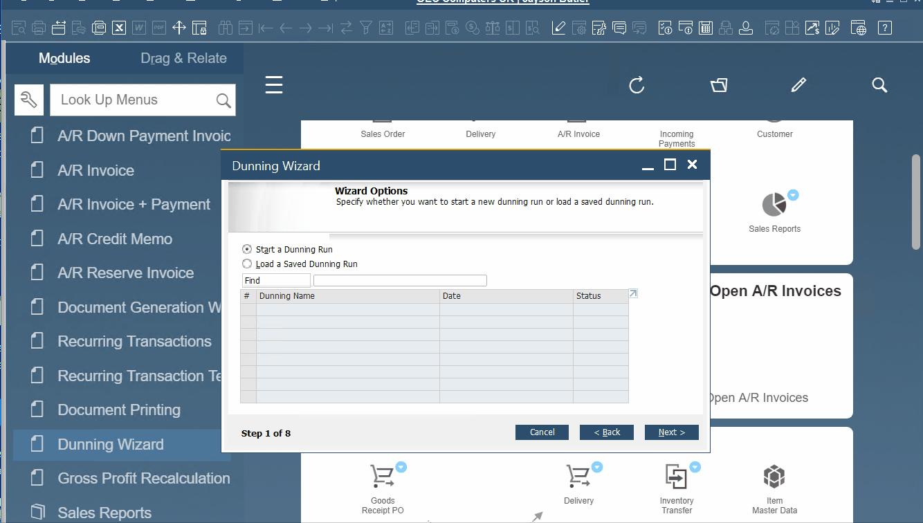 SAP B1 sales and A/R documents