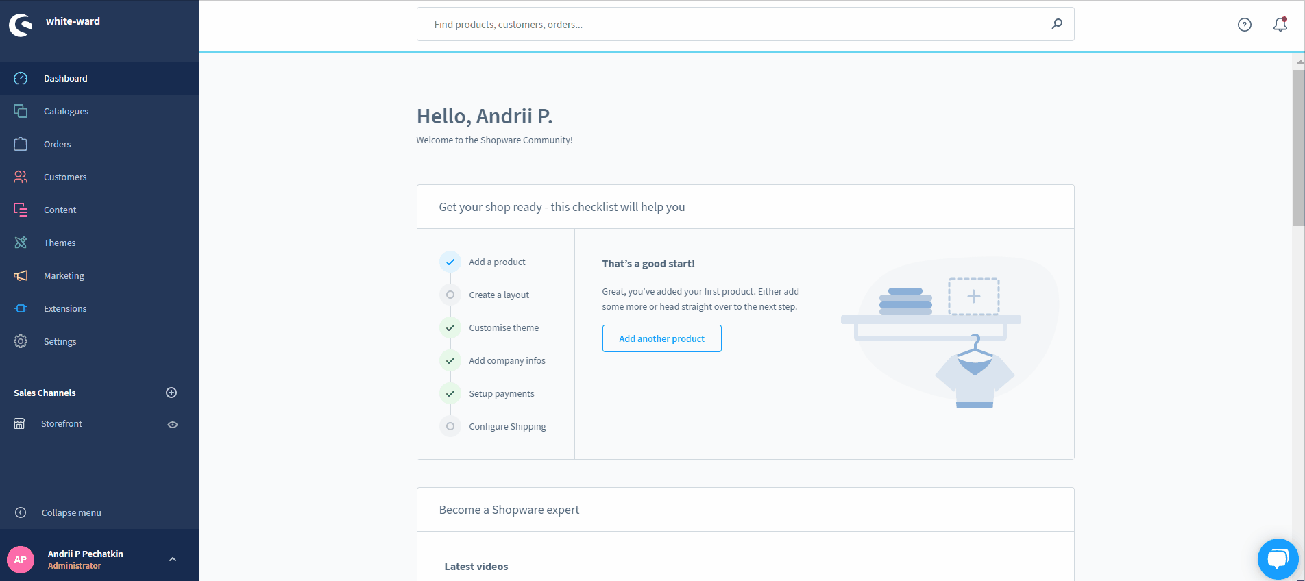 shopware 6 account settings