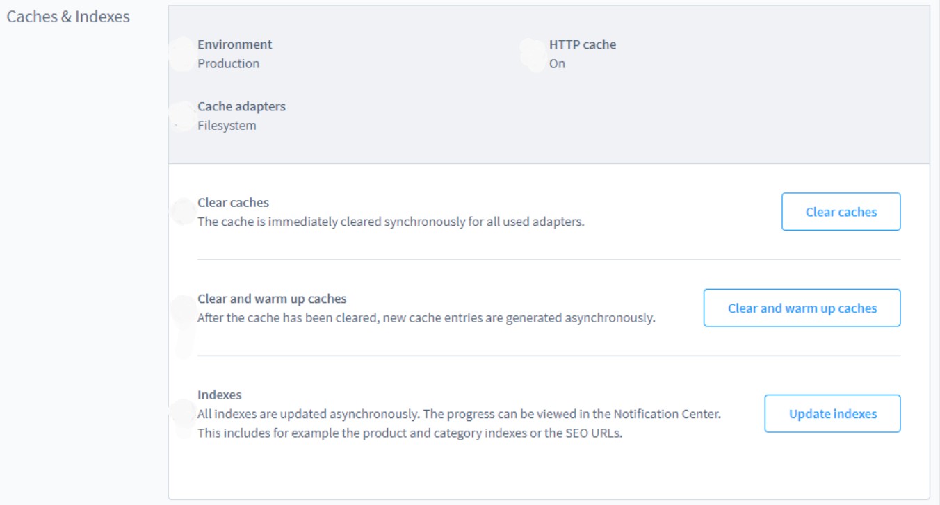 Shopware 6 caches and indexes