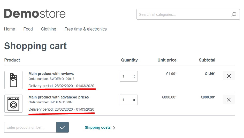 shopware 6 cart settings