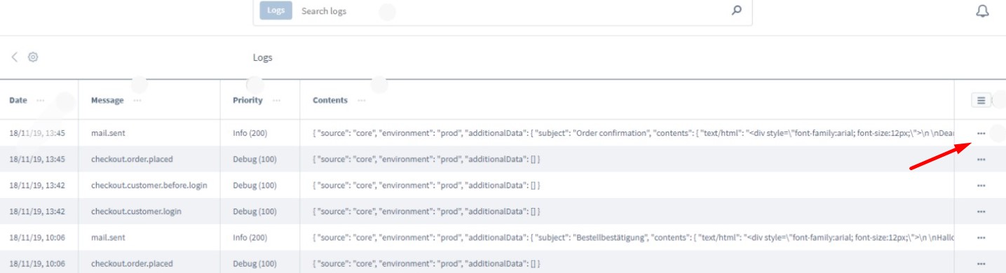 Shopware 6 log entries