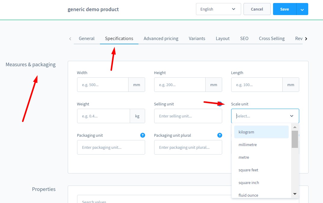 shopware 6 scale units