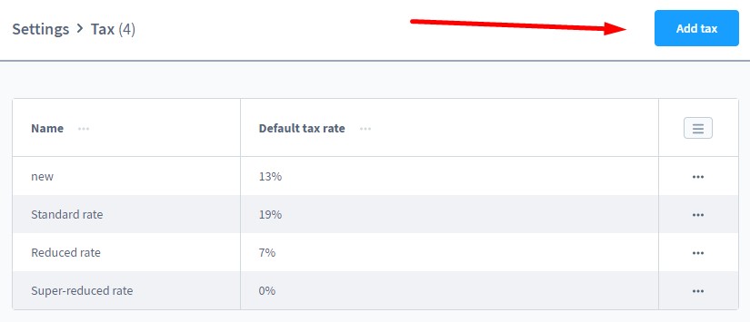 shopware 6 tax rate settings