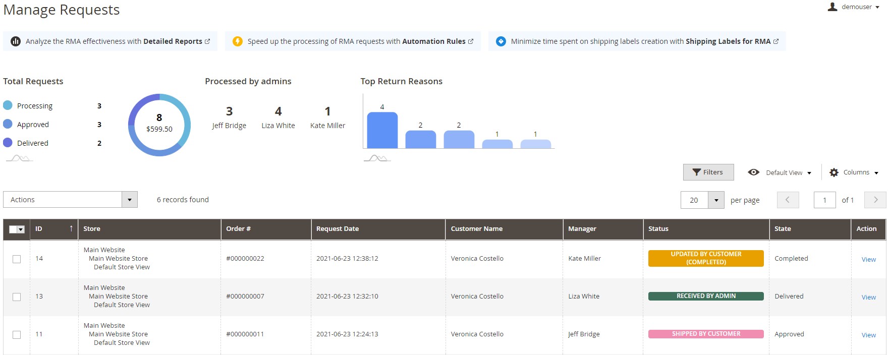 Amasty Return Order Management Magento 2 module