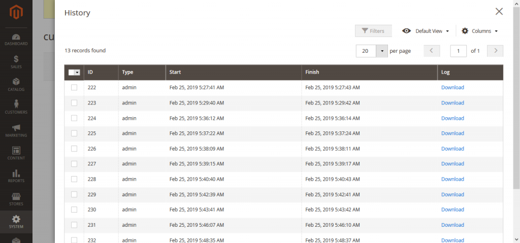 Magento 2 import export debug log 