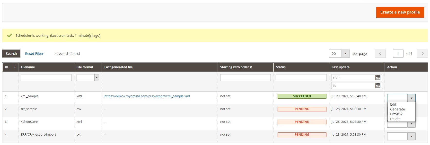 Magento 2 Order Export module