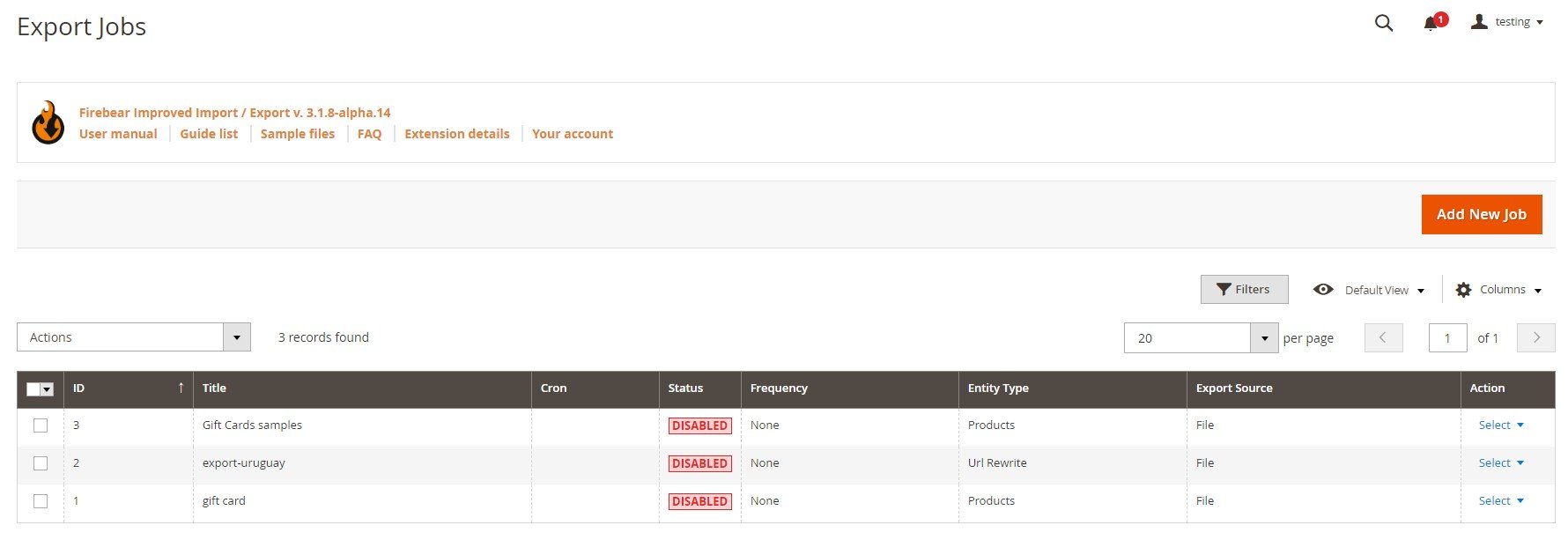 Magento 2 invoices generate import export