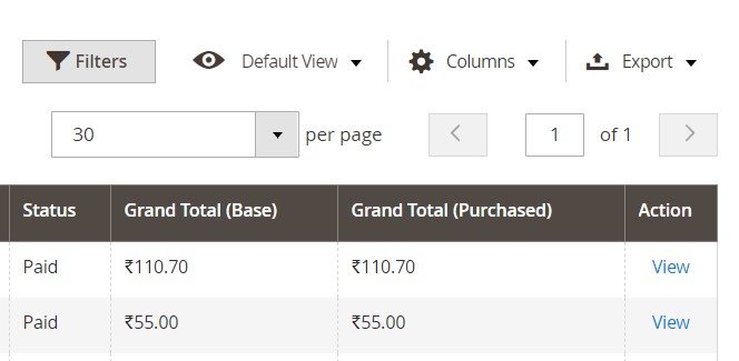 Magento 2 invoices generate import export