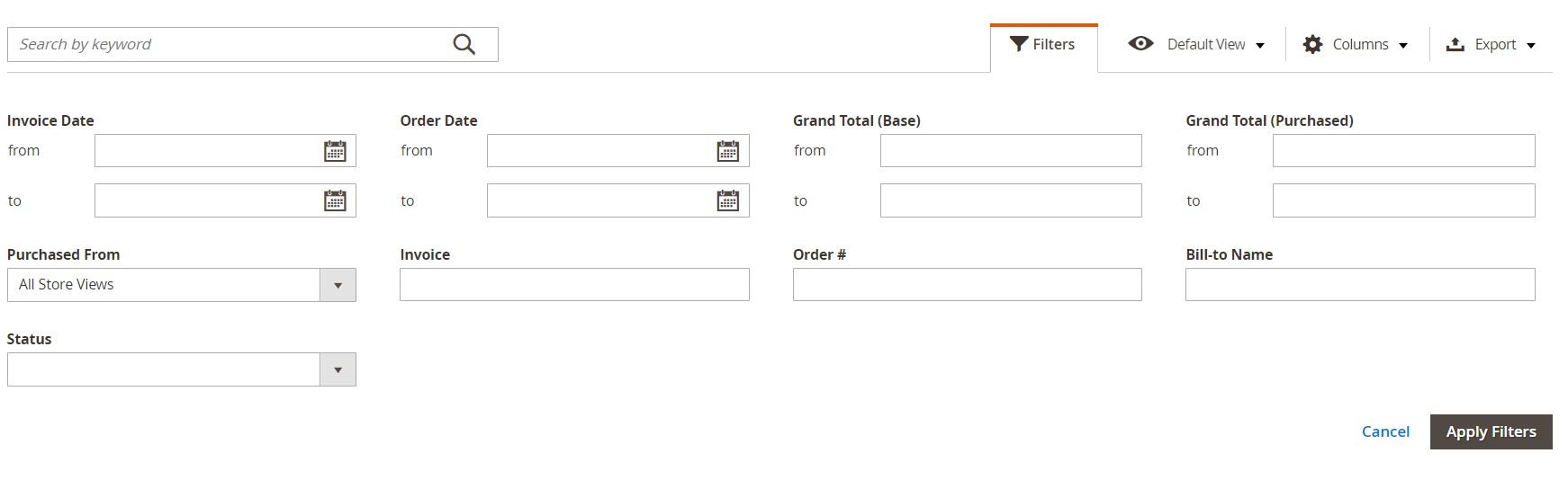 Magento 2 invoices generate import export