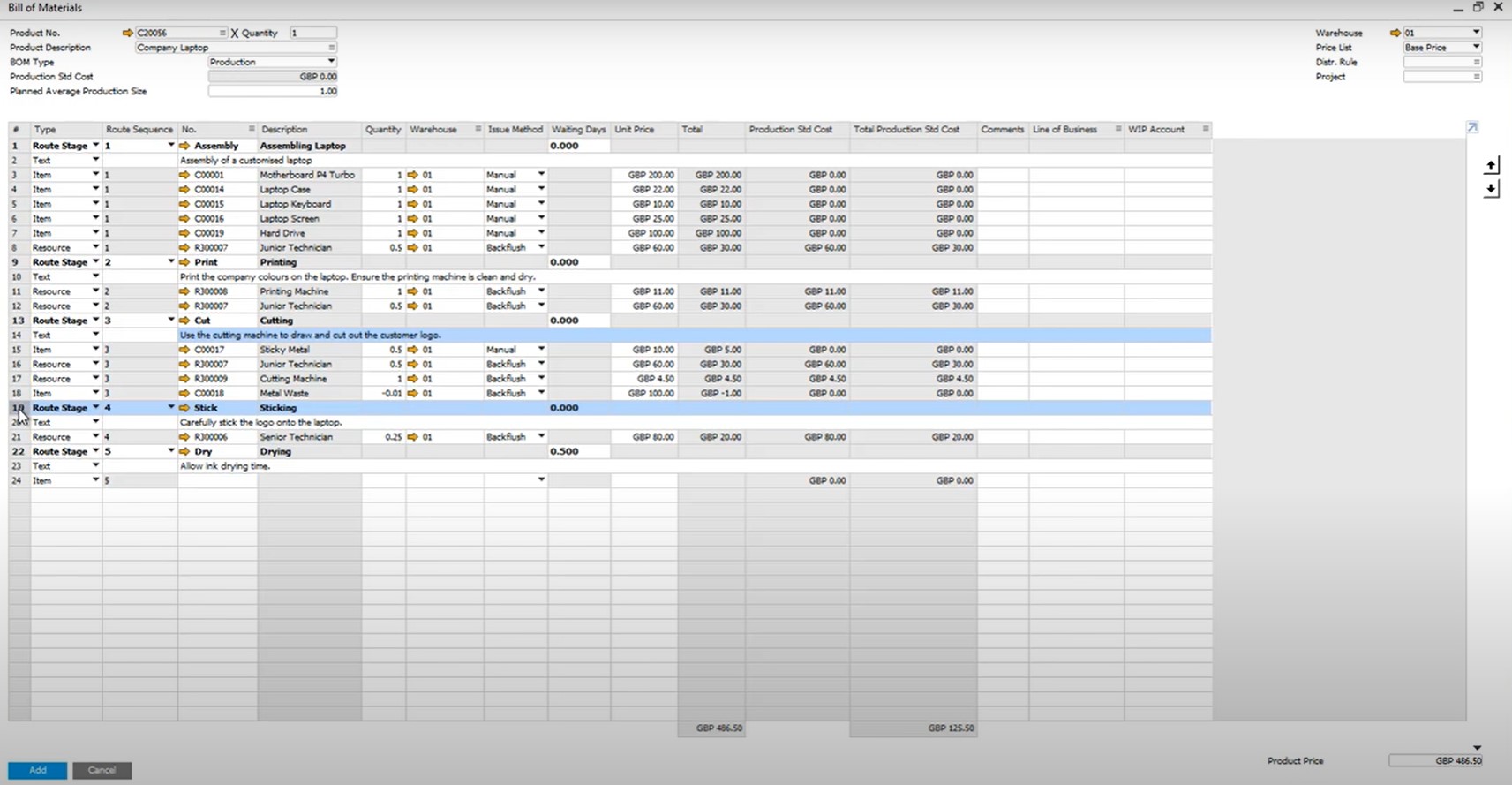 sap business one production module