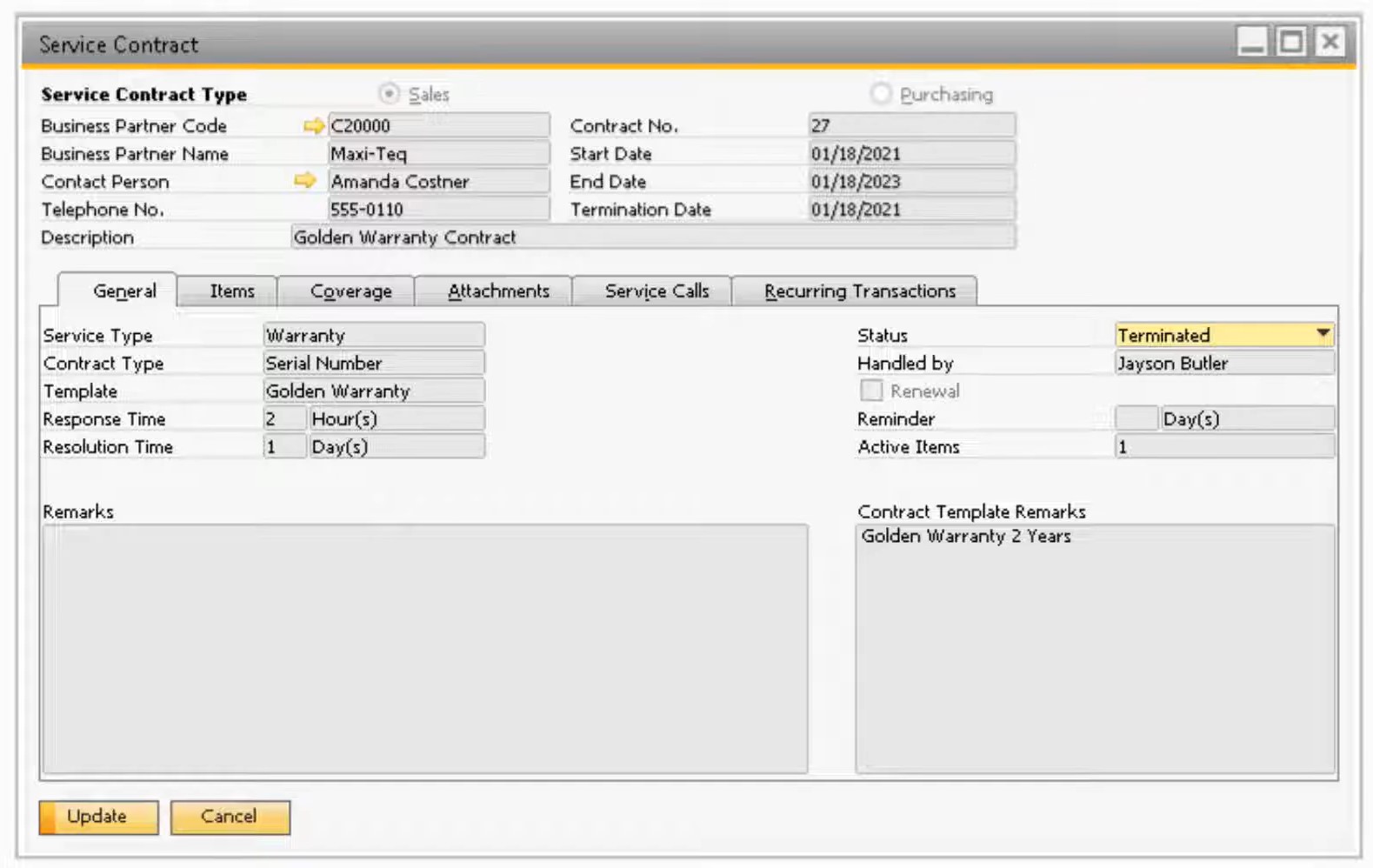 sap business one service module