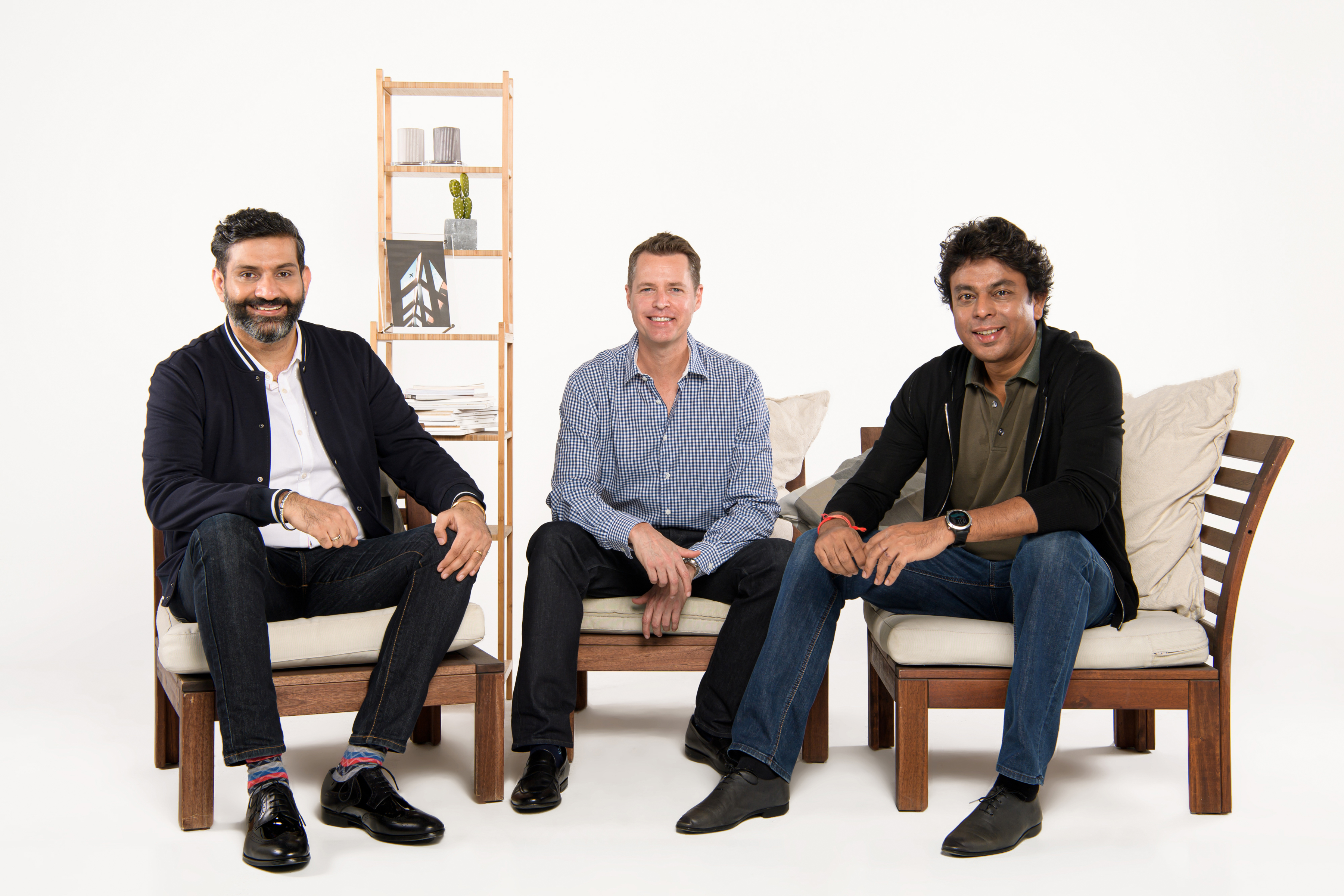 A group photo of Jungle Ventures' team:(From left to right) Jungle Ventures’ founding partner Amit Anand, managing partner David Gowdey and founding partner Anurag Srivastava