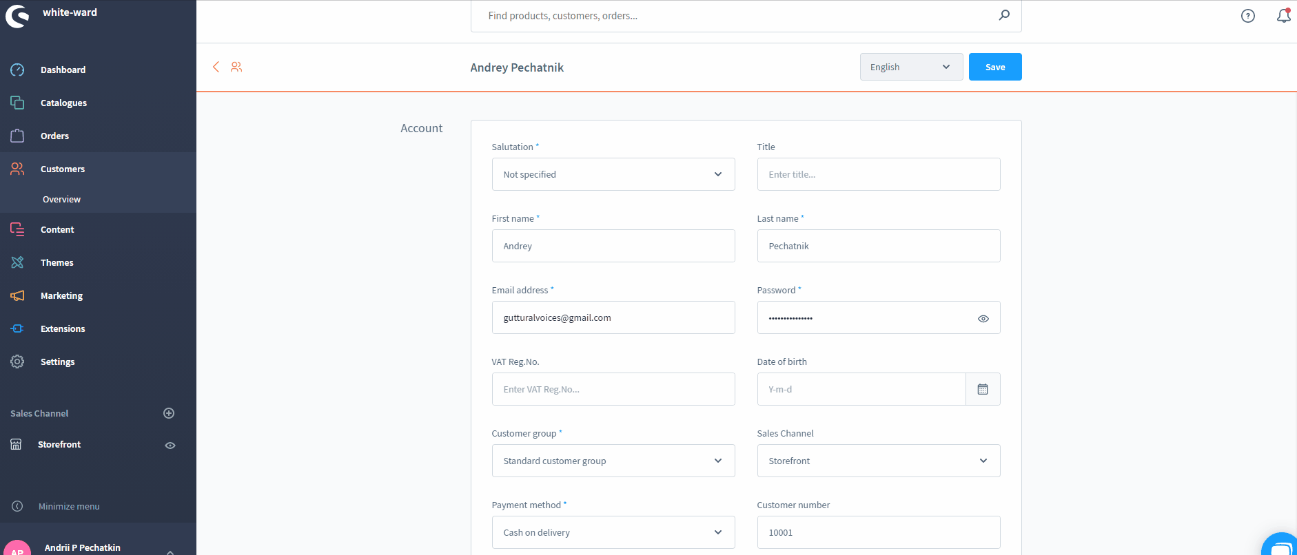 Shopware 6 customer and customer account