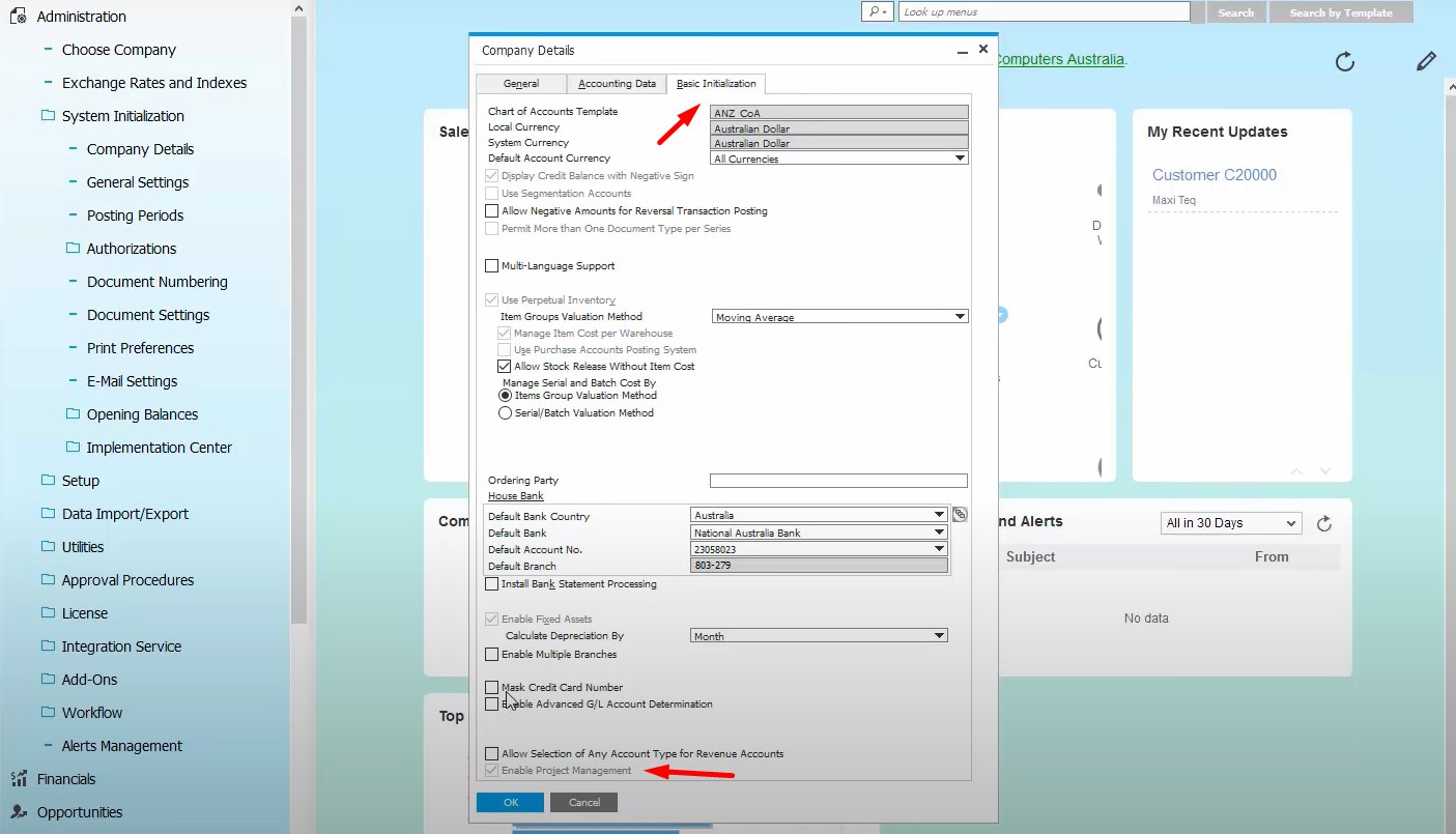 sap business one project management