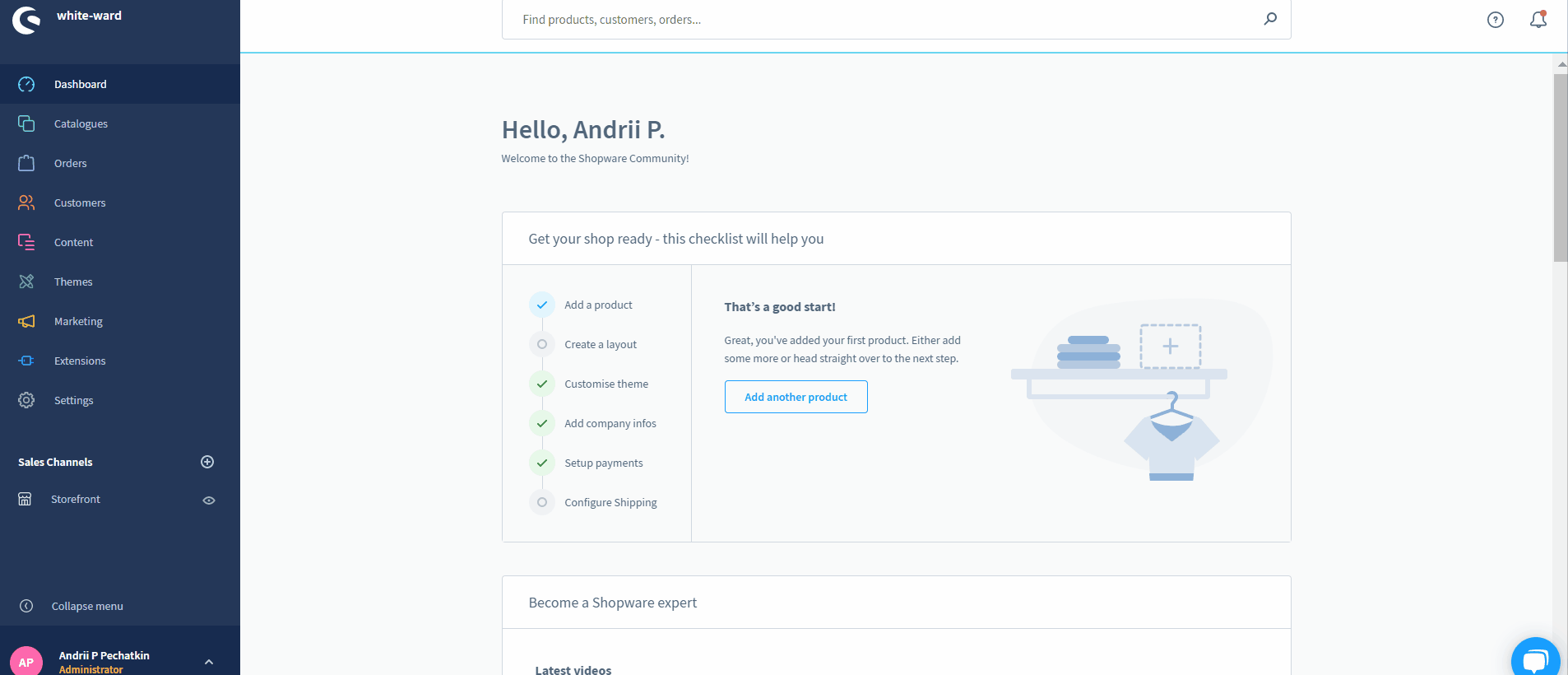 shopware 6 address settings