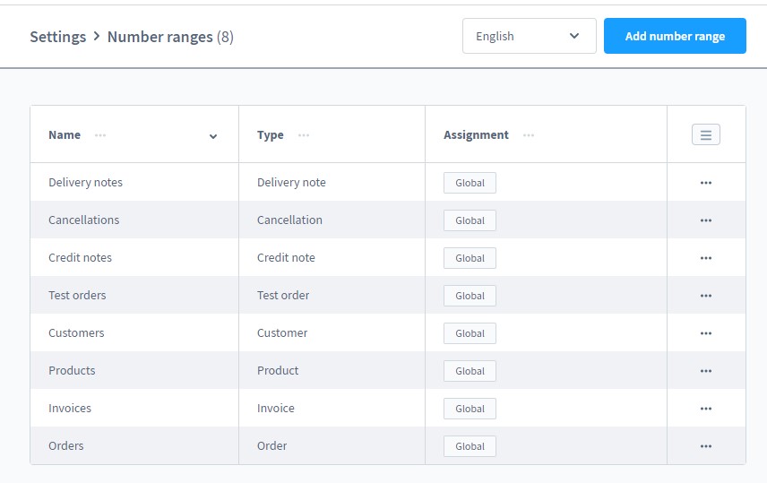 shopware 6 number ranges settings