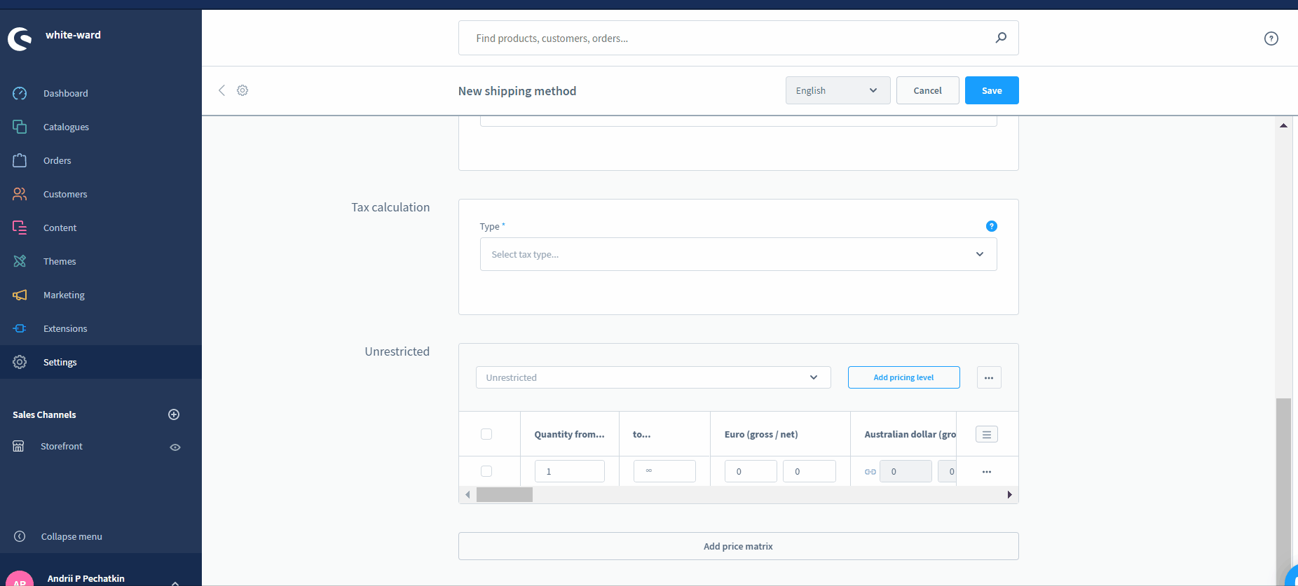 shopware 6 shipping methods