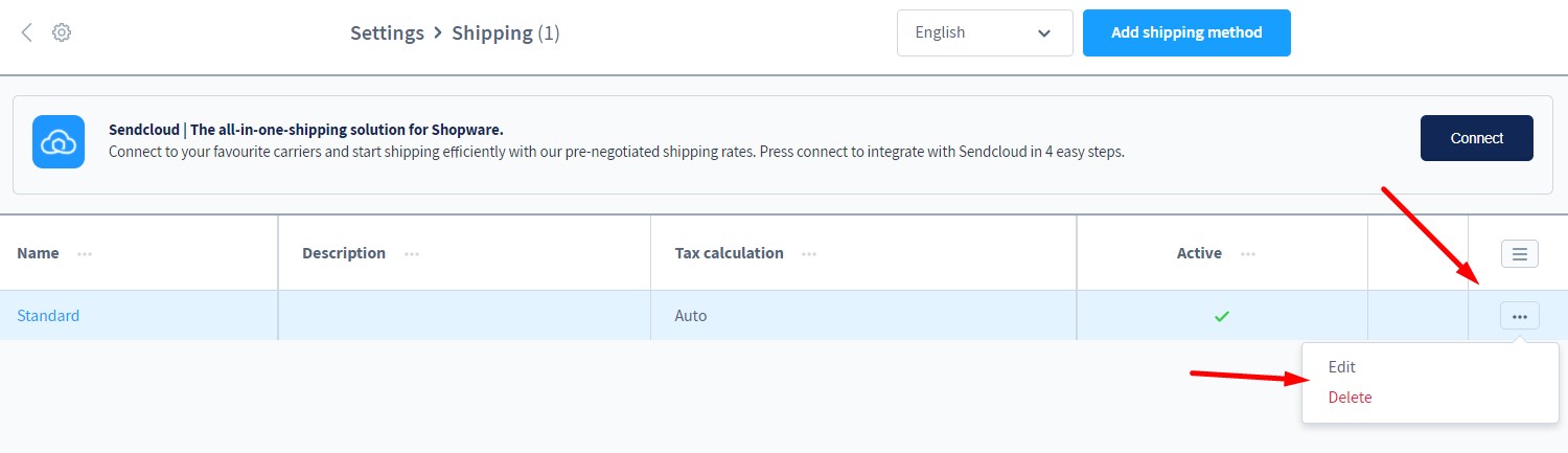 shopware 6 shipping methods