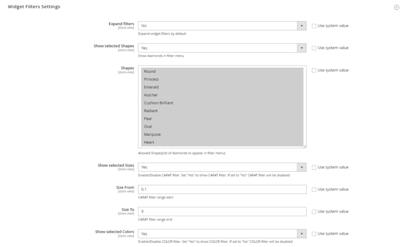 diamond search configuration