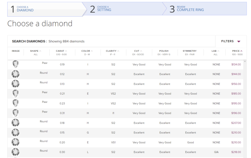 diamond search list