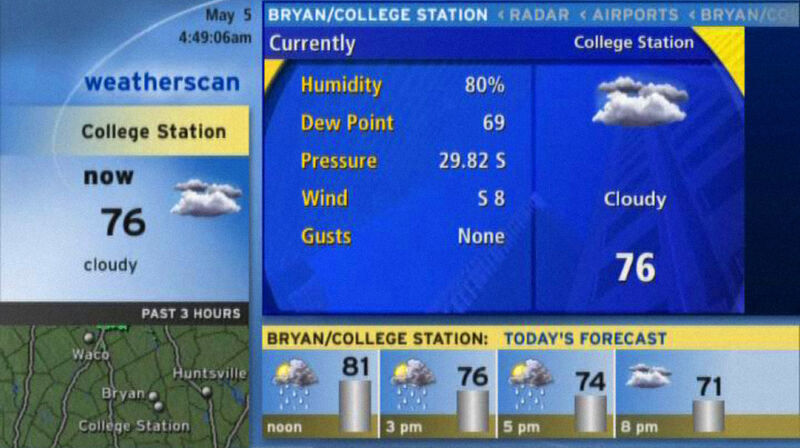 An on-air capture of Weatherscan in 2020.