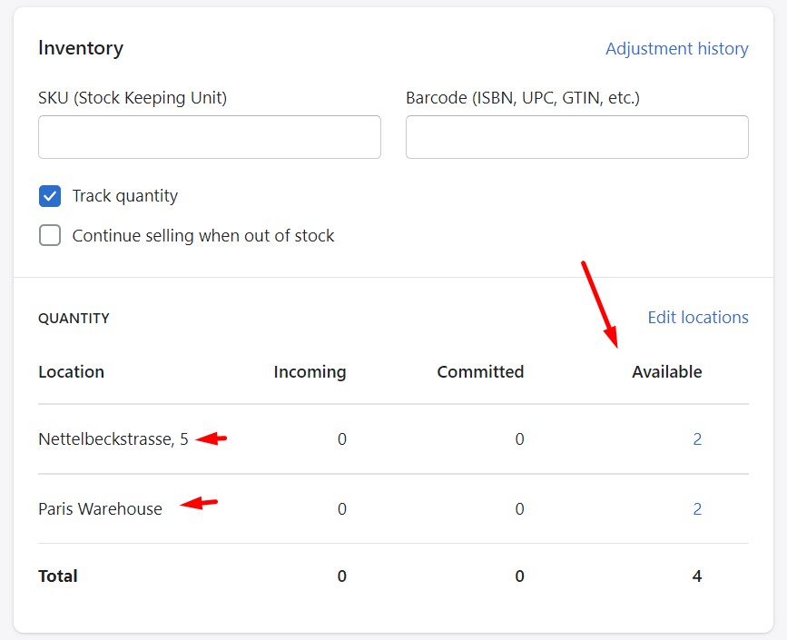 Shopify inventory management