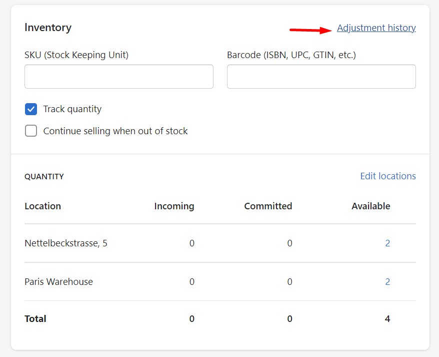 Shopify inventory management