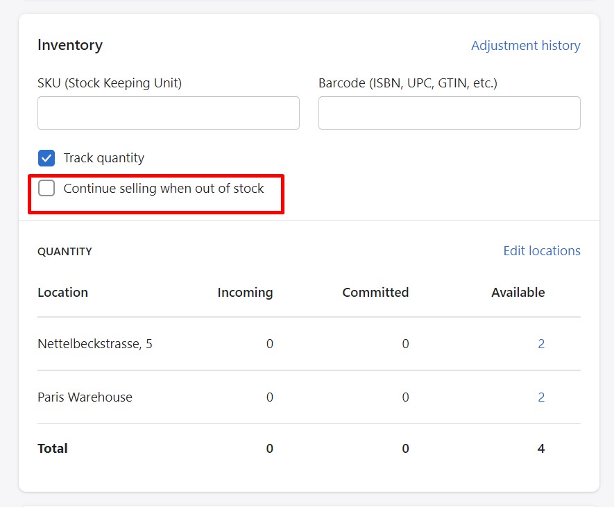 Shopify inventory management