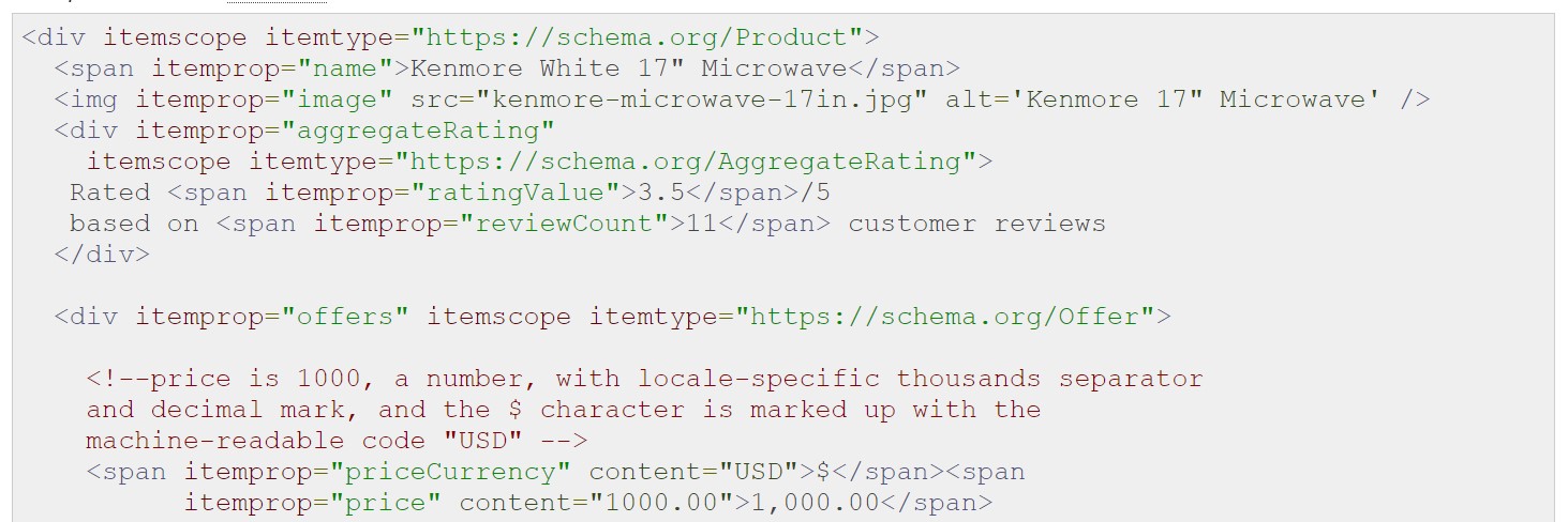 product page seo: schema product review markup