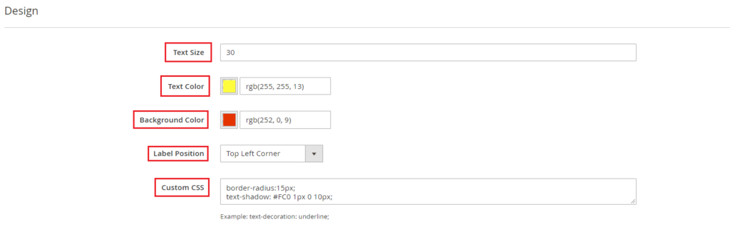 Magento 2 product label settings