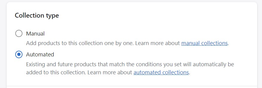shopify collection type