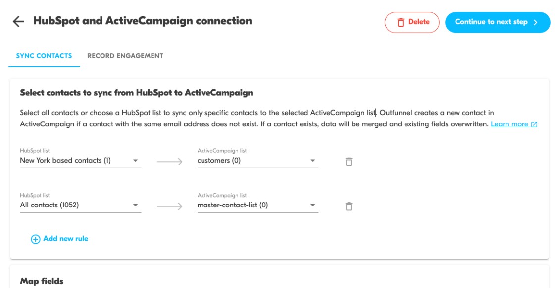 activecampaign integration via outfunnel