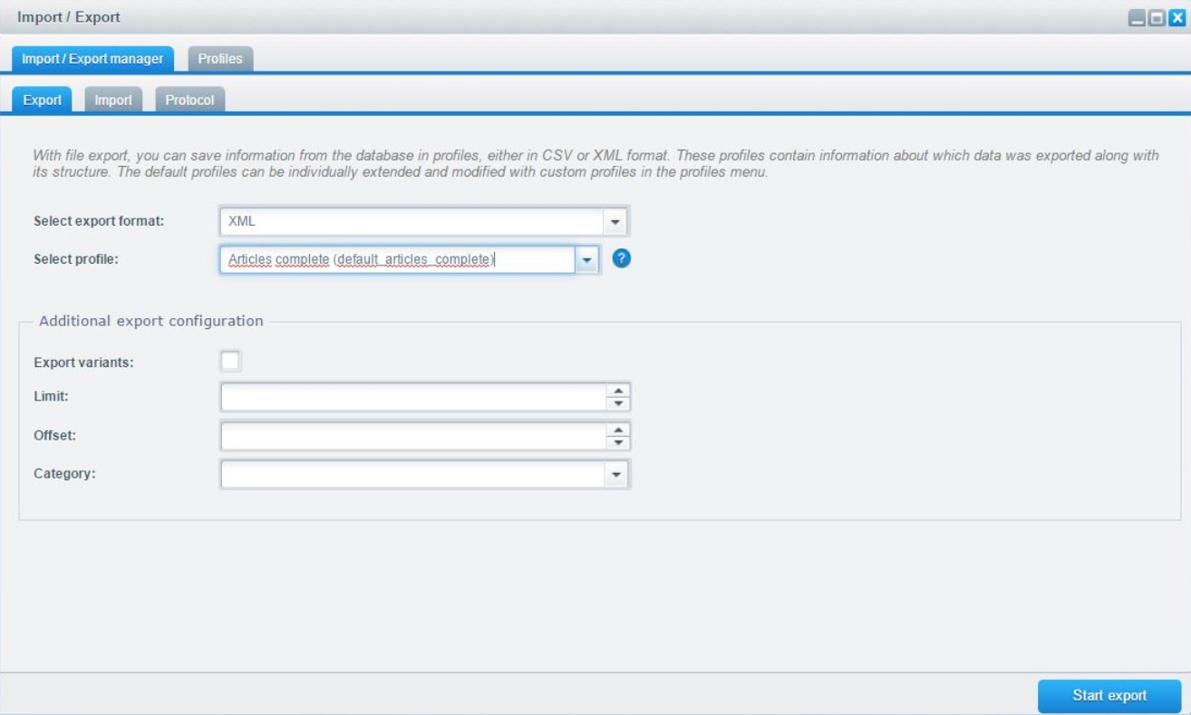 Export module shopware