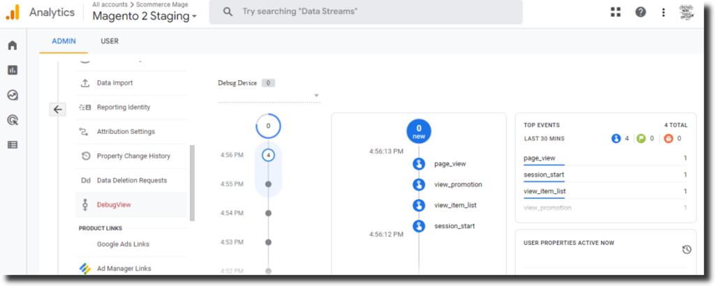 Magento 1 GA4:- debugview