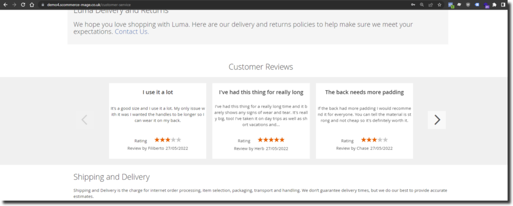 Magento 2 Product Reviews: Page Slider