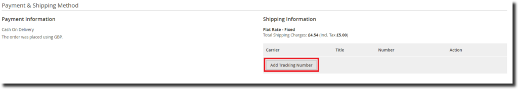 Custom Shipping Carrier Tracker in Magento 2: add tracking number