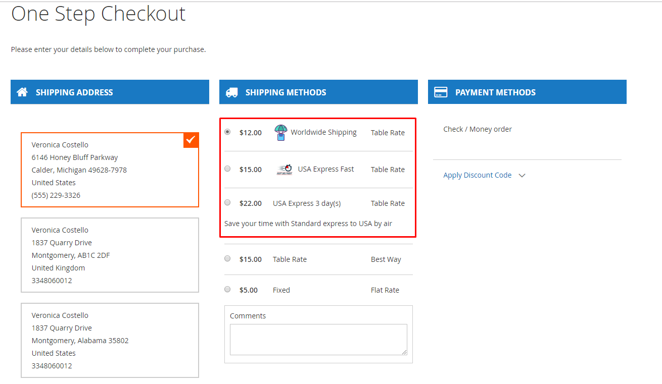 magento 2 Table Rate Shipping extension