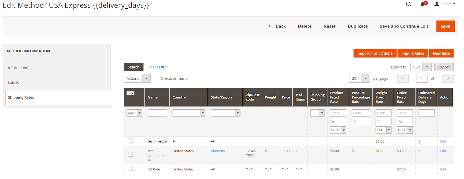 magento 2 Table Rate Shipping extension