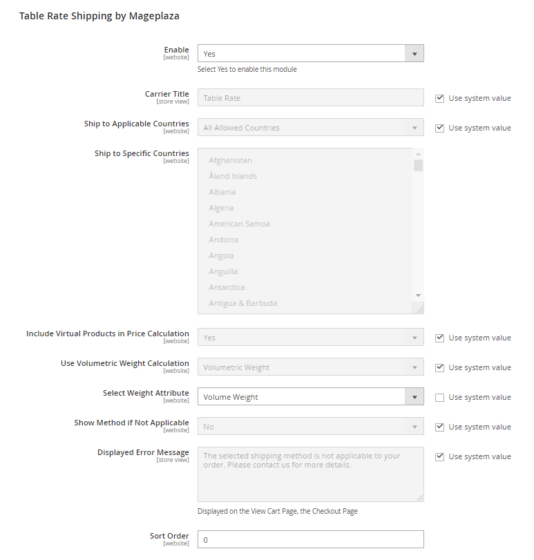 magento 2 Table Rate Shipping extension