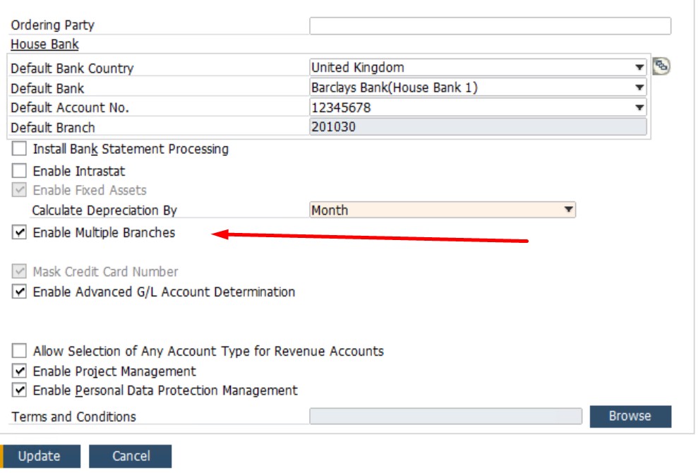 SAP business One financial accounting