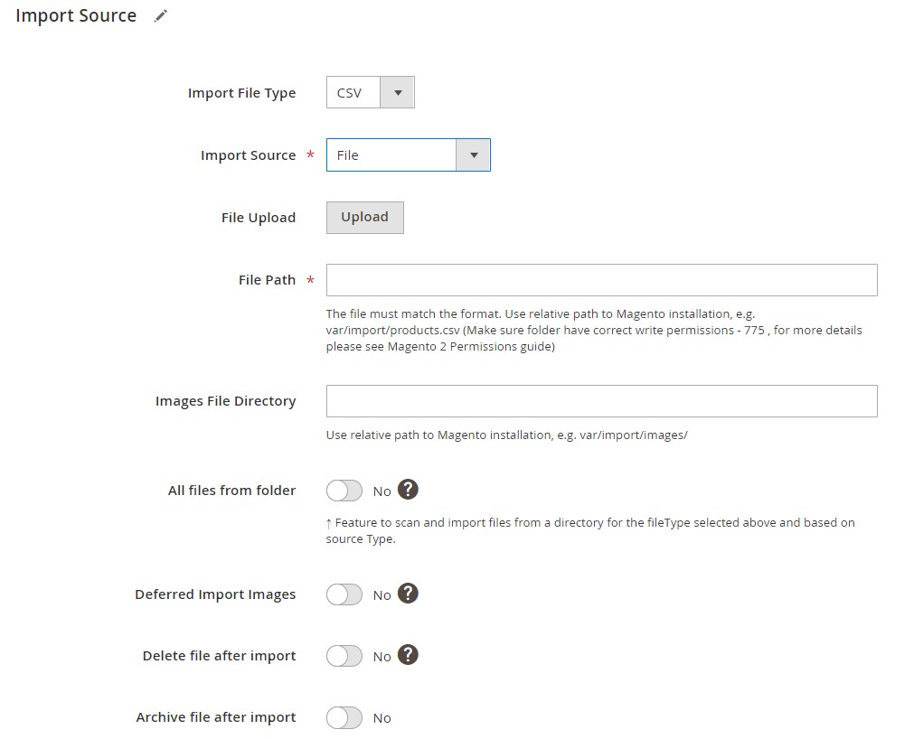 Magento 2 B2B Requisition List import: import source