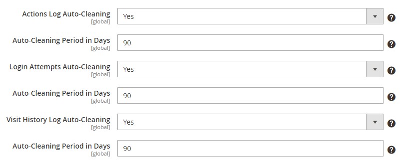 Magento 2 admin activity log: auto-cleaning settings