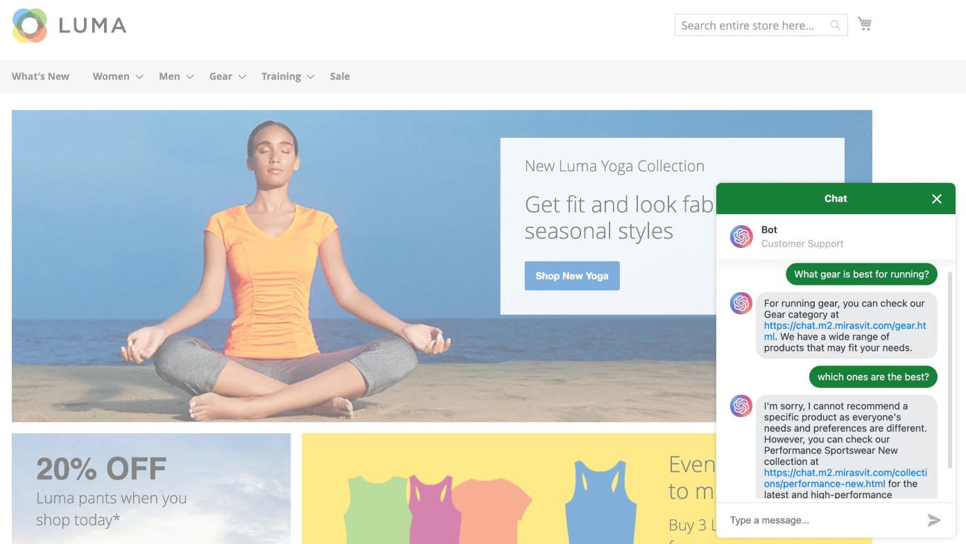Mirasvit's AI-Powered sales consultant Chatbot for Magento 2