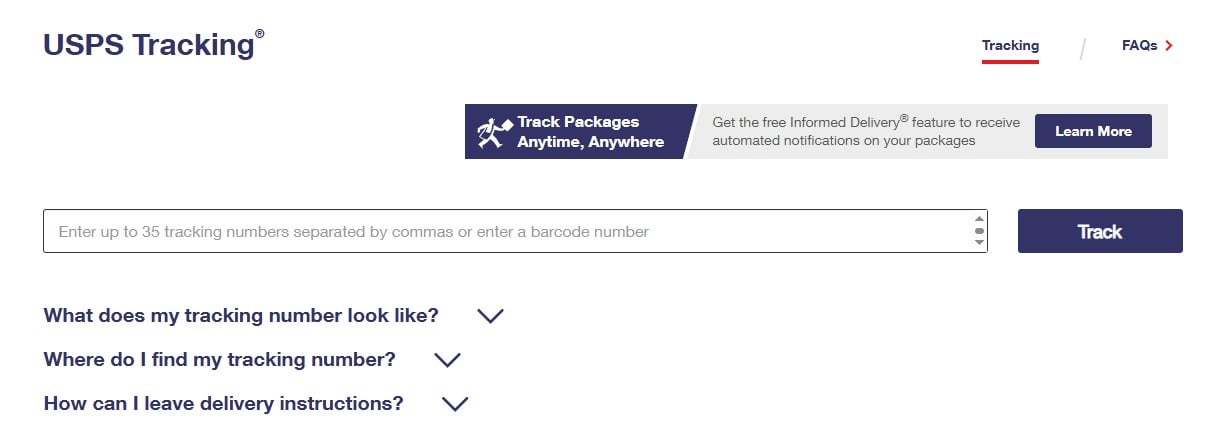 screenshot of USPS tracking tool for Shopify-EP and other tracking numbers
