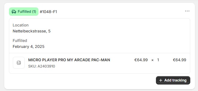 Shopify order tracking setup: Adding a tracking number to an order for real-time shipment updates.