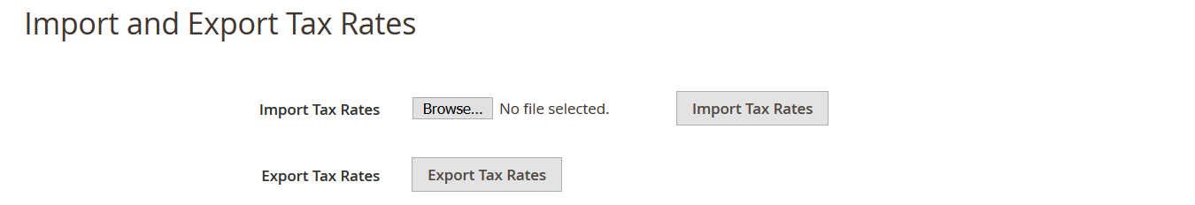 default interface of Magento 2 admin where you can import and export Magento 2 Tax rates 